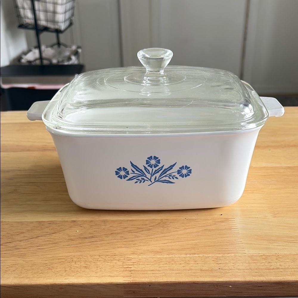 Vintage Blue and White Floral Cookware Dish with Lid